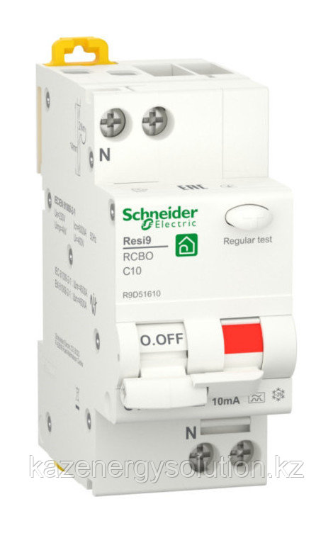 Дифавтомат Schneider Electric Resi9 1P+N 10А ( C ) 6 кА, 10 мА ( A ), R9D51610 - фото 1 - id-p106219254