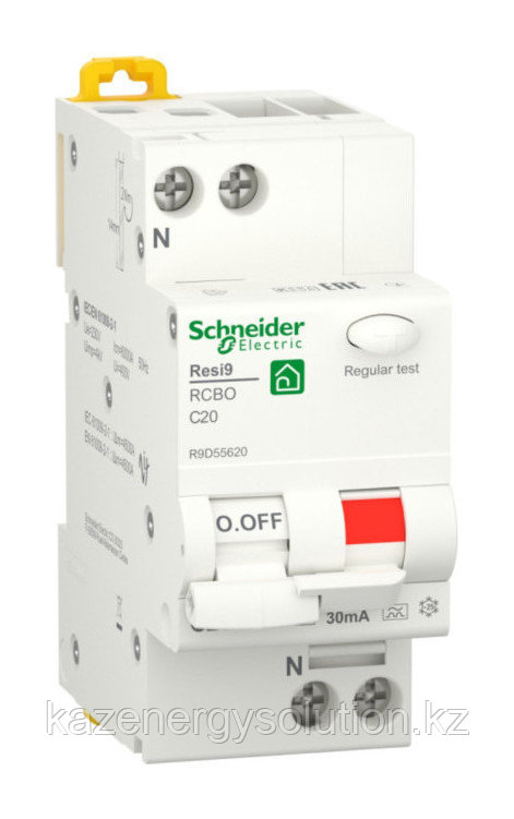 Дифавтомат Schneider Electric Resi9 1P+N 20А ( C ) 6 кА, 30 мА ( A ), R9D55620 - фото 1 - id-p106218702