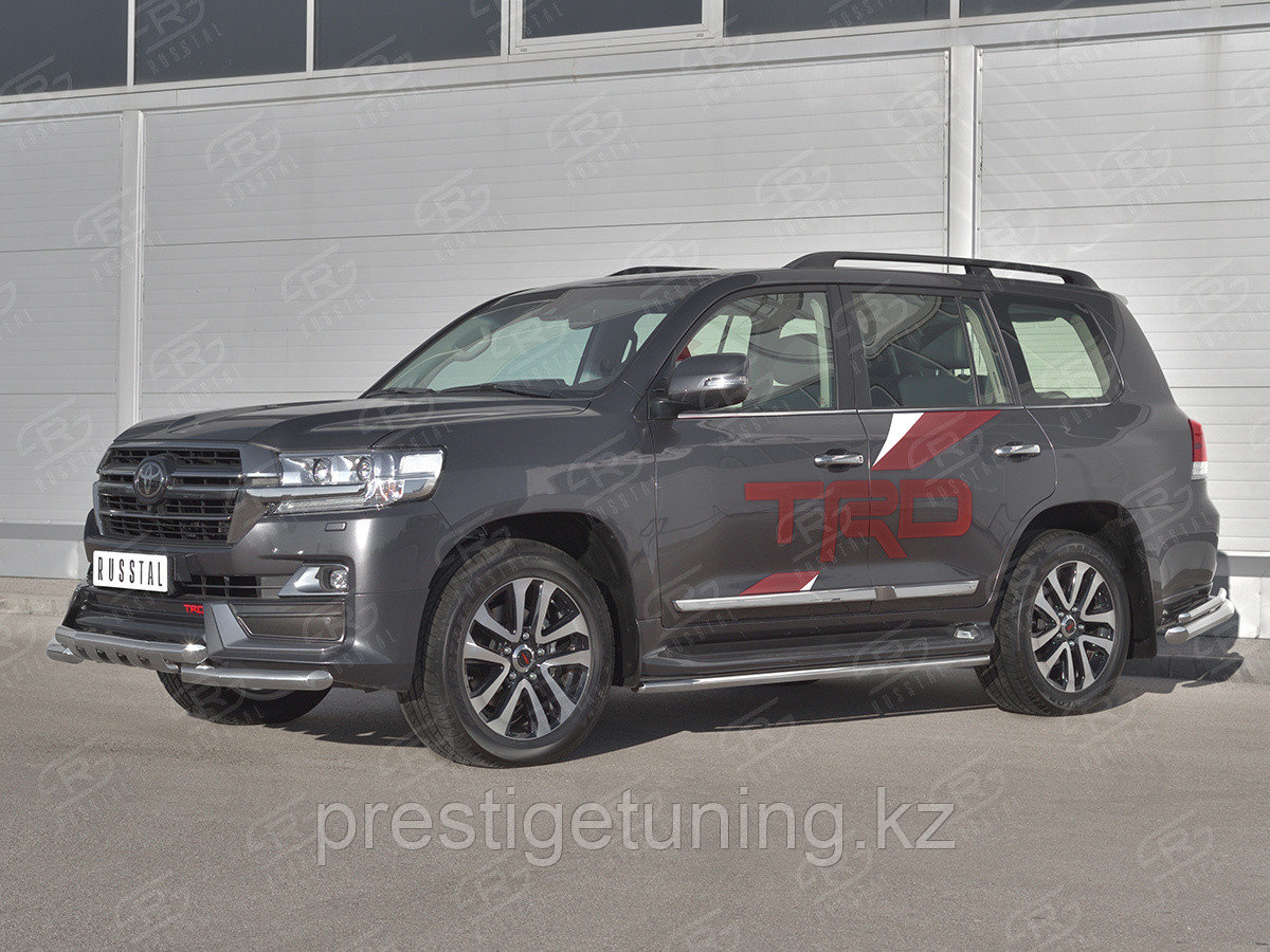 Защита переднего бампера d63 дуга-d63 уголки+клыки Toyota Land Cruiser 200 2019-2021 TRD - фото 2 - id-p106239070