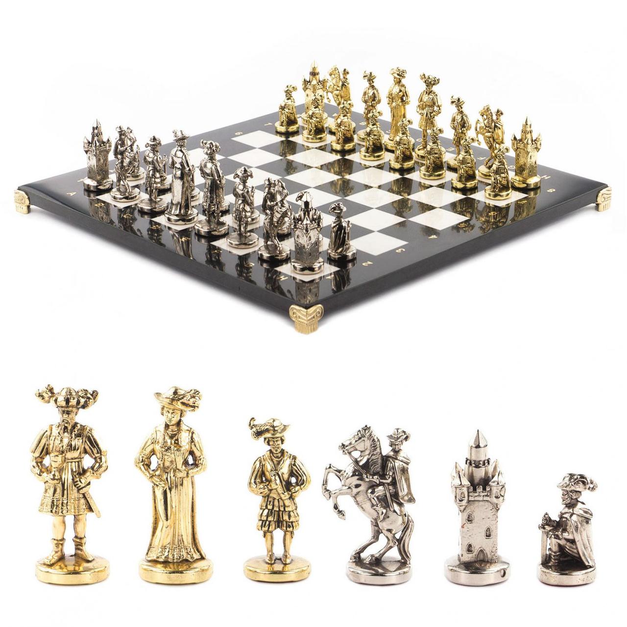 Шахматы с металлическими фигурами "Средневековье" доска 44х44 см из натурального камня мрамор - фото 1 - id-p80872147