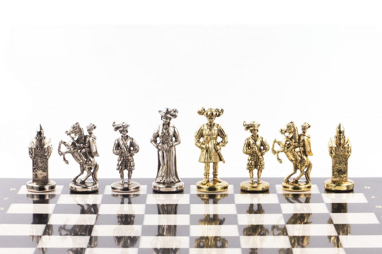 Шахматы с металлическими фигурами "Средневековье" доска 44х44 см из натурального камня мрамор - фото 5 - id-p80872147