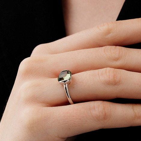 Кольцо из родированного серебра с турмалином 17,5р - фото 4 - id-p106249668