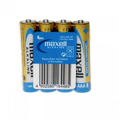 Батарейка алкалиновая Maxell Alkaline AAA shrink LR 03, 4PK (код22)