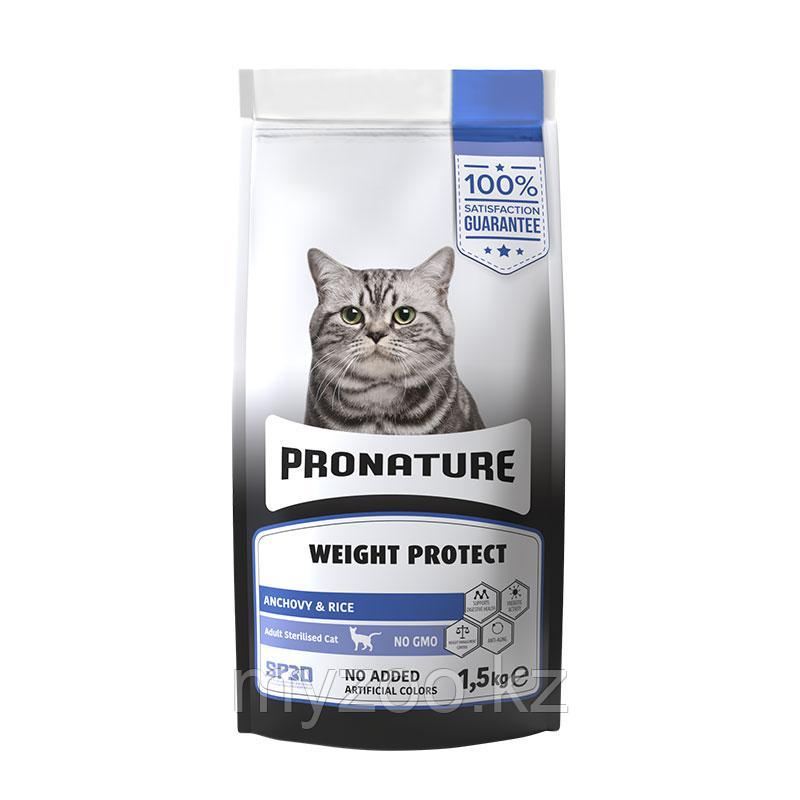 Pronature Weight Protect Sterilised Anchovy для стерилизованных кошек с анчоусами, 1,5кг