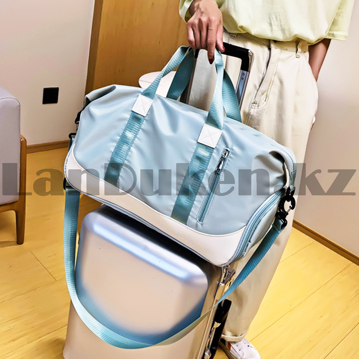 Водоотталкивающая сумка для путешествий с отсеком для обуви Lvque голубая - фото 6 - id-p106274129