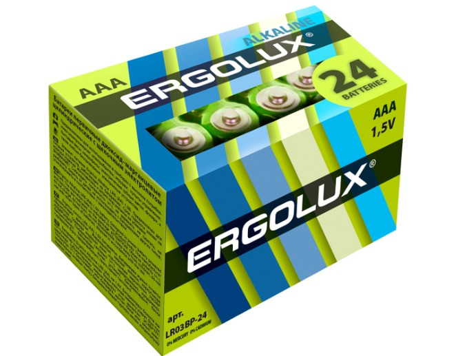 ERGOLUX LR03 ALKALINE BP-24 (LR03 BP-24, БАТАРЕЙКА,1.5В)