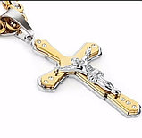 Кулон-крестик  "Крест с кристаллами" комбинированный, фото 2