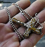 Кулон-крестик  "Крест с кристаллами" комбинированный, фото 5