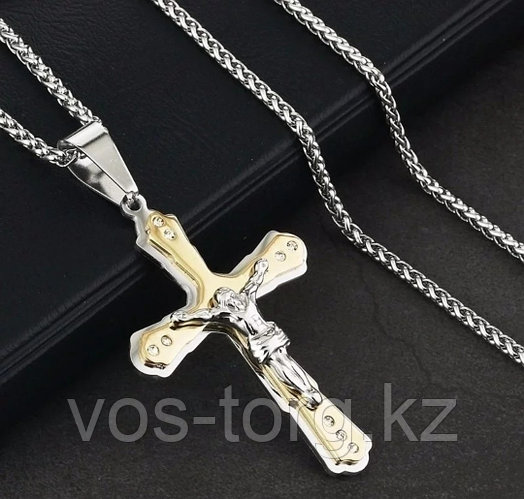 Кулон-крестик "Крест с кристаллами" комбинированный (id 57979550)