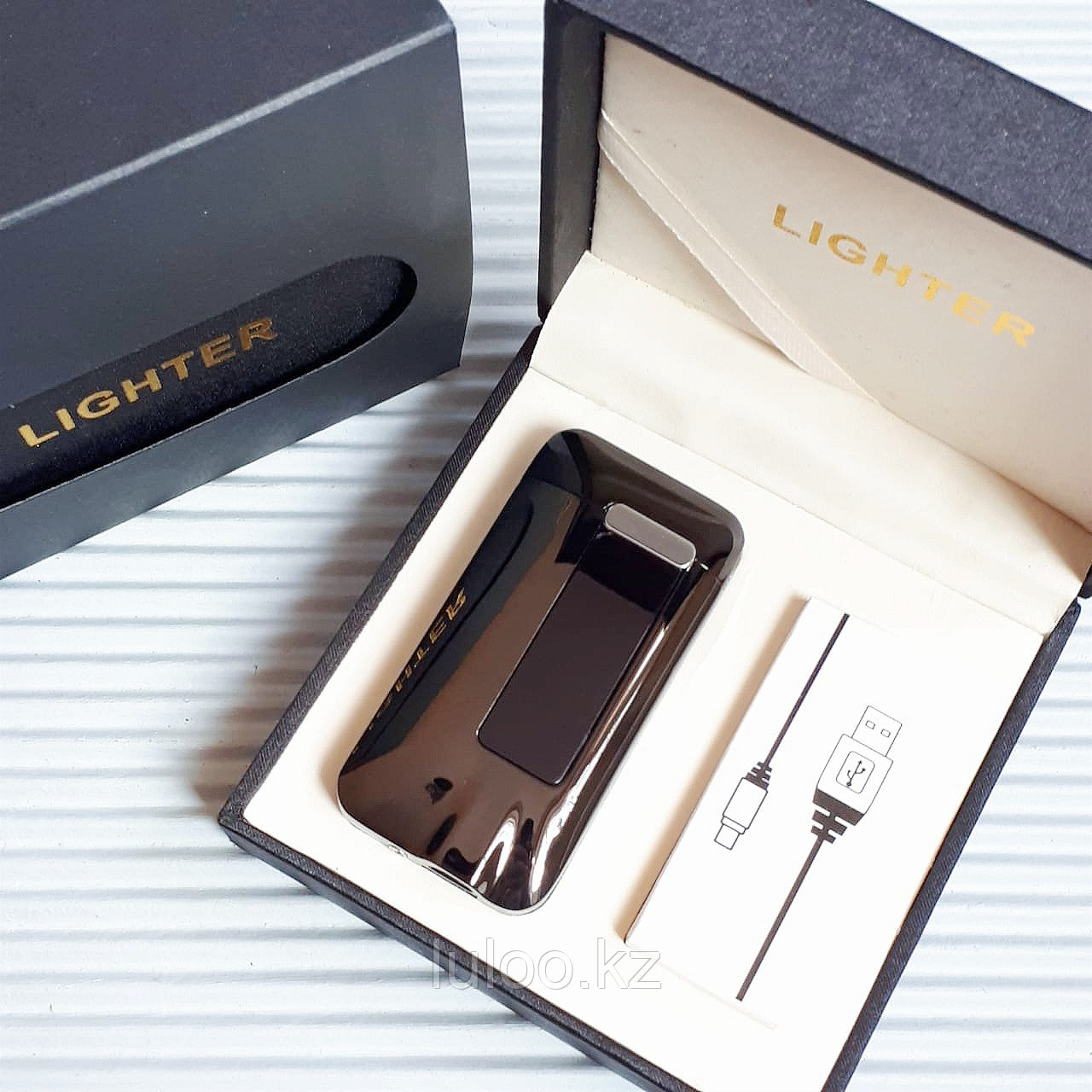 Электроимпульсная USB зажигалка "LIGHTER", черная., фото 1
