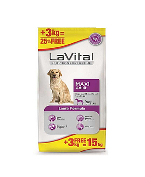Lavital MAXI ADULT LAMB для собак крупных пород с ягненком ,12кг+3кг