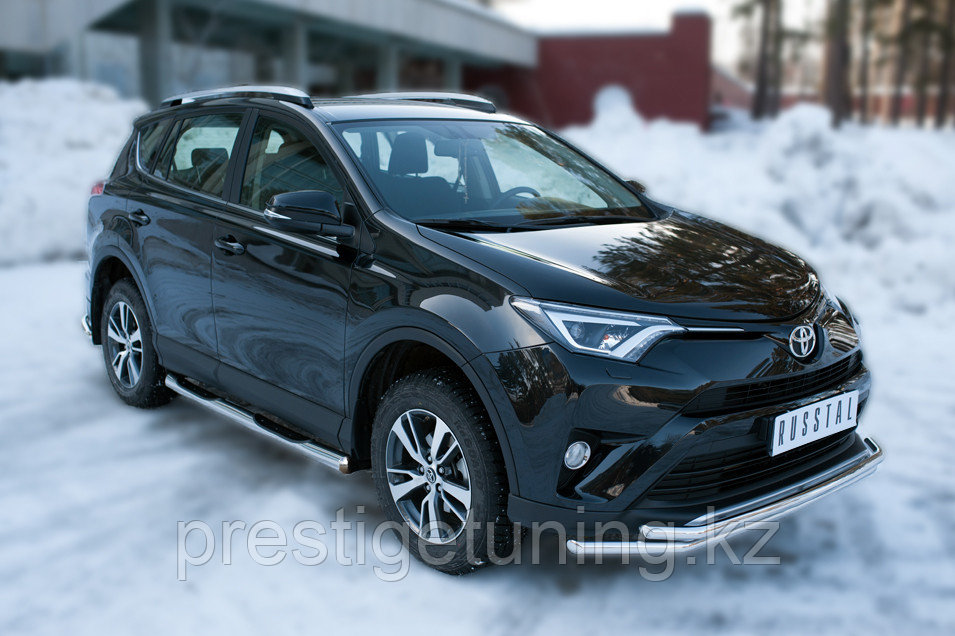 Пороги труба d76 с накладкой (вариант 3) Toyota RAV-4 2015-19 - фото 3 - id-p106290042