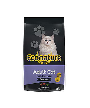 Econature  Adult Gourmet Fish для кошек с рыбой,15кг