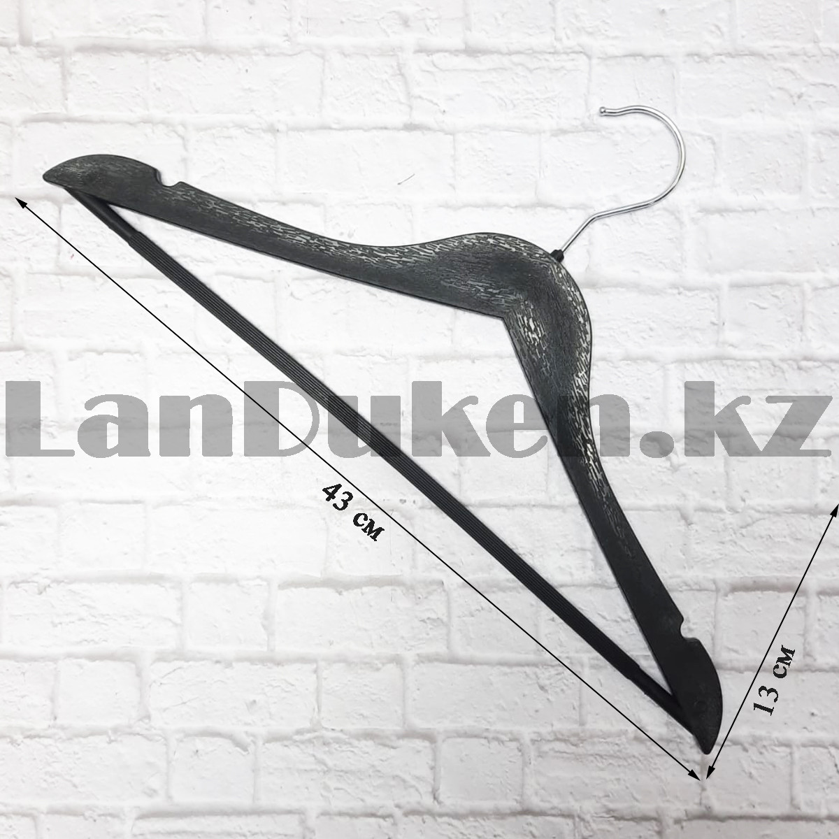 Вешалка пластиковая для одежды с антискользящей перекладиной черная - фото 2 - id-p106291087
