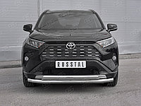 Защита переднего бампера d63 секции-d75х42 дуга Toyota RAV 4 2019-по н.в