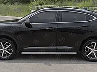 Пороги труба d42 с листом (лист нерж, проф. нерж) (вариант 3) Haval F7x 2019-22