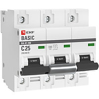 Автоматический выключатель 3P 25А (C) 10kA ВА 47-100 EKF