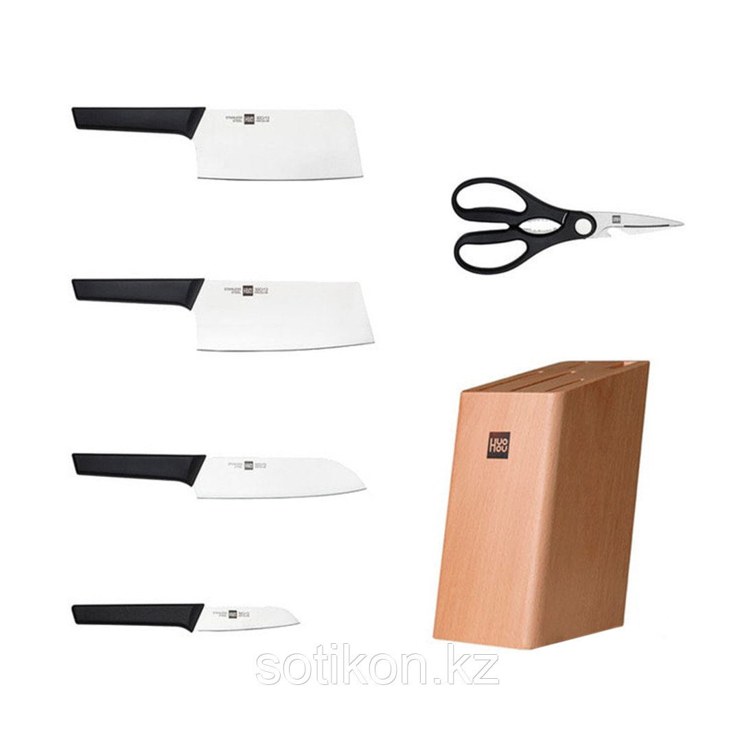 Набор ножей HuoHou Hot Youth Edition Kitchen Knife 6 Piece Set Beech Wood Edition - фото 3 - id-p106015941