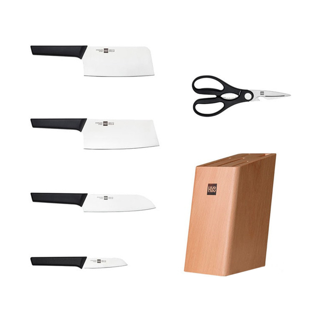 Набор ножей HuoHou Hot Youth Edition Kitchen Knife 6 Piece Set Beech Wood Edition - фото 3 - id-p106015957