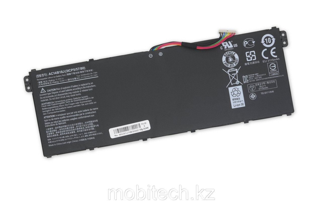 Аккумулятор Acer AC14B18J AC14B13J 11.31V 3246mAh 36.7Wh ES1-533 A315-51 A315-55 батарея аккумулятор ORIGINAL