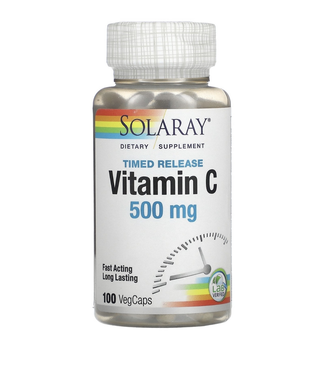 Solaray витамин С медленного высвобождения, 500 мг, 100 растительных капсул - фото 1 - id-p106318904