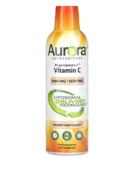 Aurora Nutrascience, Mega-Liposomal Vitamin C, органический фруктовый вкус, 3000 мг, 480 мл (16 жидк. унций)