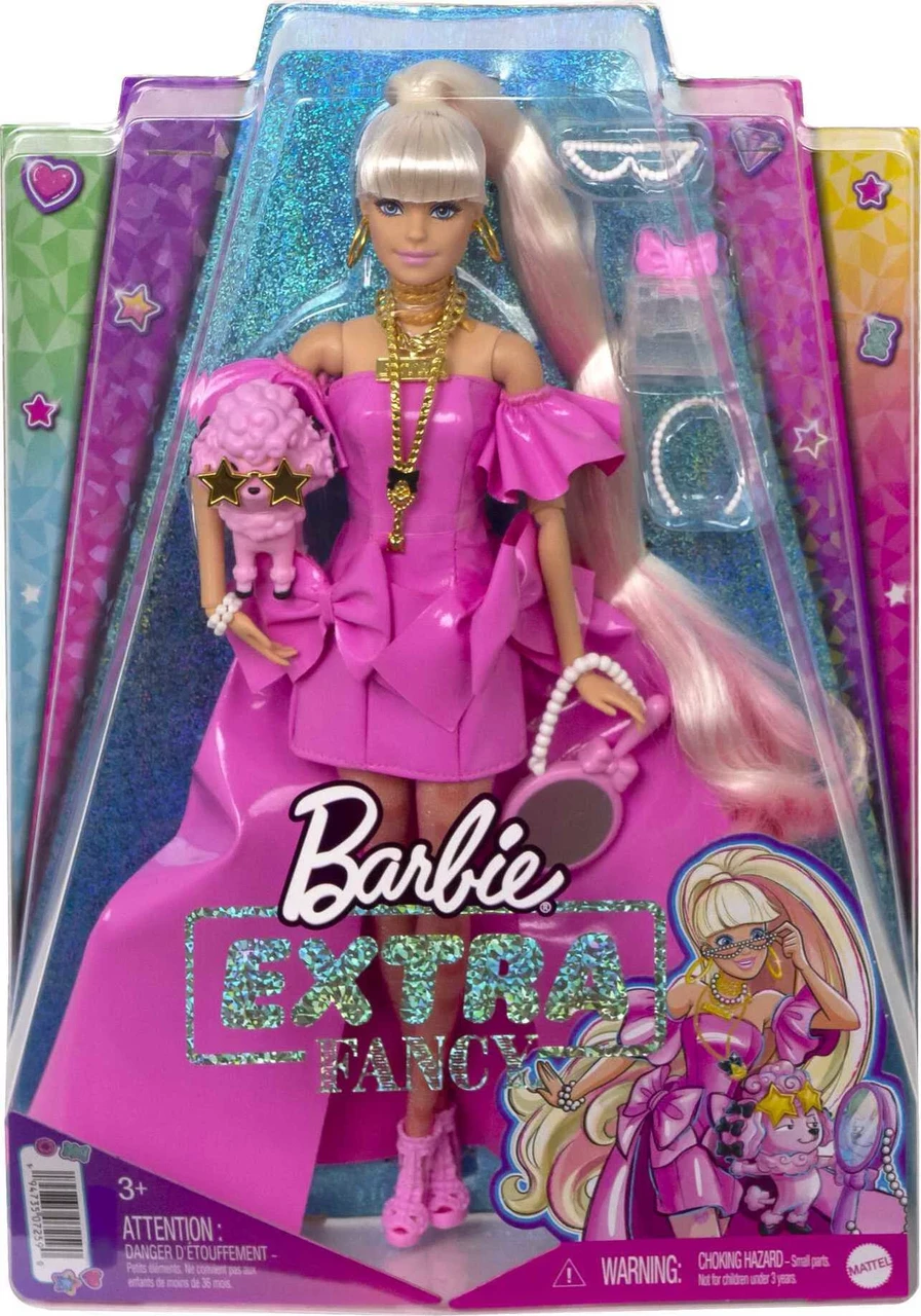 Кукла Барби Экстра в розовом платье с домашним животным