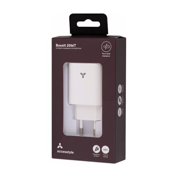 Зарядное устройство сетевое Accesstyle Basalt 20WT White