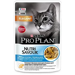 Pro Plan Derma Plus 85г с треской в соусе Влажный корм для взрослых кошек с чувствительной кожей