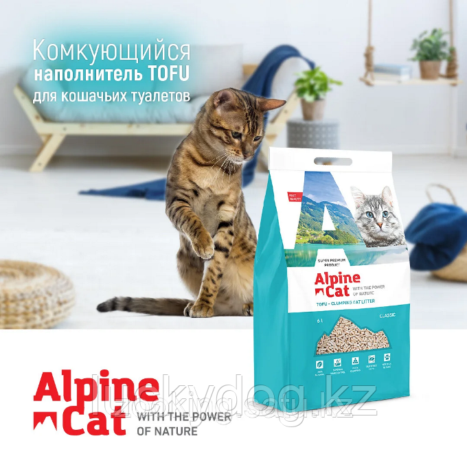 Alpine cat 6л / 2,6 кг КЛАССИК КОМКУЮЩИЙ НАПОЛНИТЕЛЬ ТОФУ - фото 2 - id-p106320354