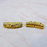 Трубочка с фианитами, 27×8мм, фото 2