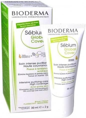 Bioderma Sebium Global Cover Биодерма Себиум Глобаль Cover Уход оздоравливающий маскирующий 30мл, фото 2