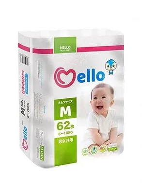 Детские подгузники MELLO размер M (6-10кг) 62шт