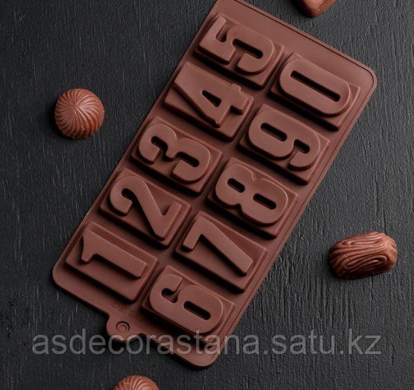 Форма для льда и шоколада «Цифры», 20×11 см, 10 ячеек, цвет шоколадный - фото 1 - id-p106321164