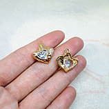 Навеска Сердце, с фианитами, 15×18мм, фото 2