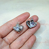 Навеска Сердце, с фианитами, 15×18мм, фото 2