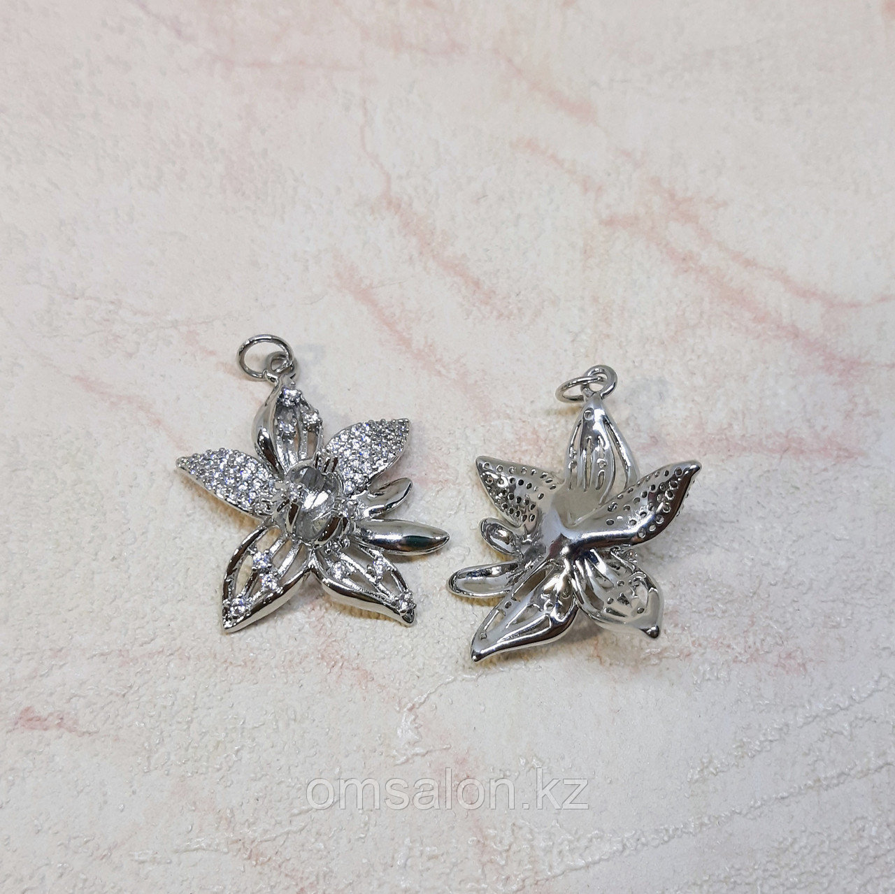 Навеска Цветок с фианитами, 25×20мм, фото 1