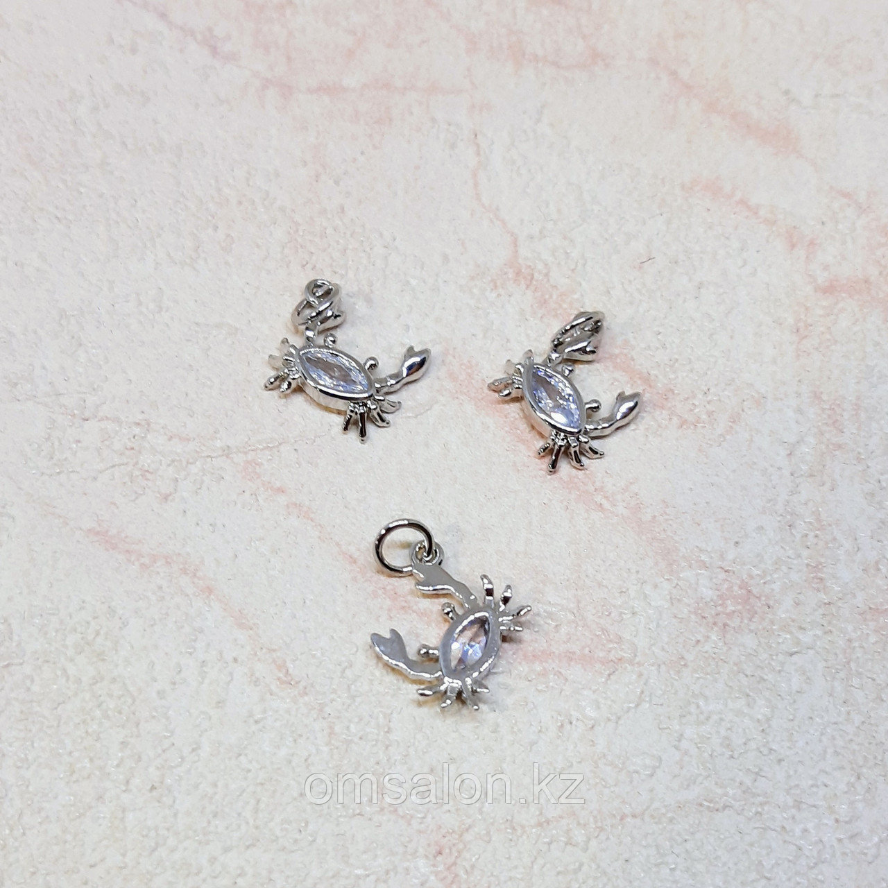 Навеска Краб с фианитами, 9×7мм, фото 1