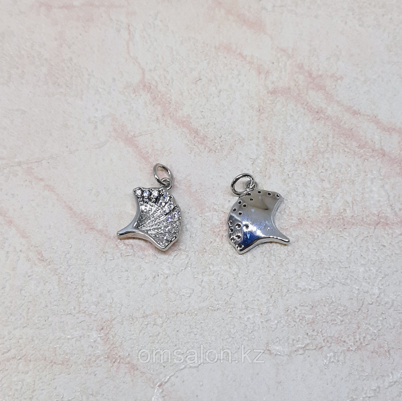 Навеска Морская раковина с фианитами, 10×10мм, фото 1