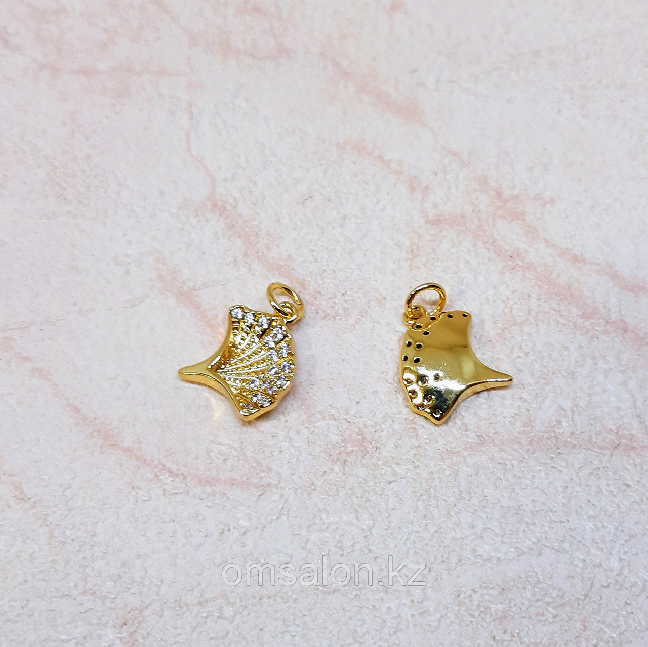 Навеска Морская раковина с фианитами, 10×10мм, фото 1