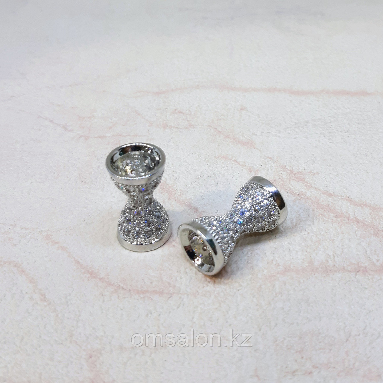 Бусина разделитель с фианитами, 17х10мм, фото 1