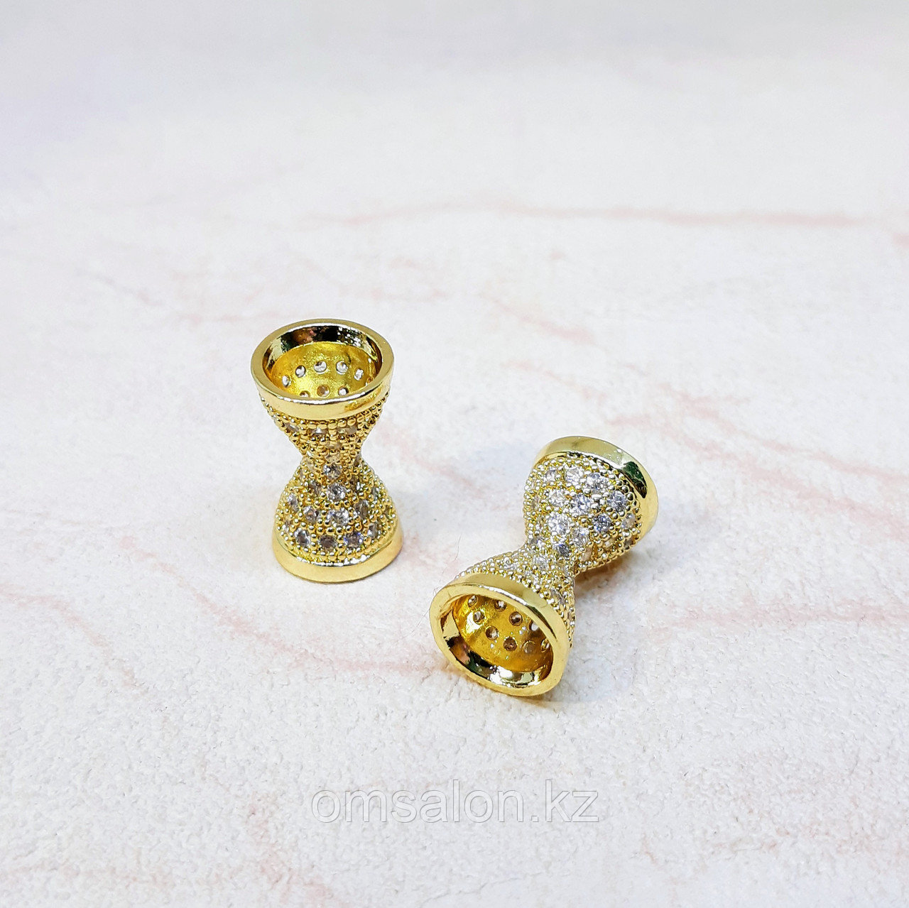 Бусина разделитель с фианитами, 17х10мм, фото 1