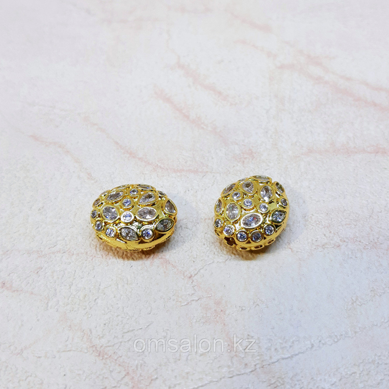 Бусина с фианитами, 13х11х7мм, фото 1