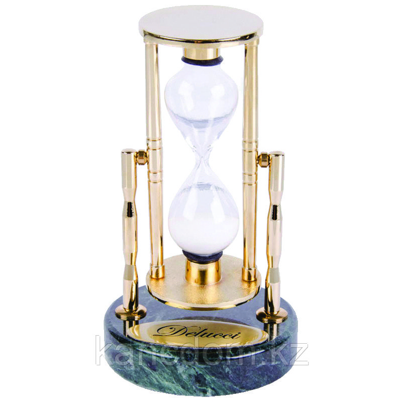 Настольная подставка. Часы песочные на 3 мин. Delucci, зеленый мрамор MBm_00008