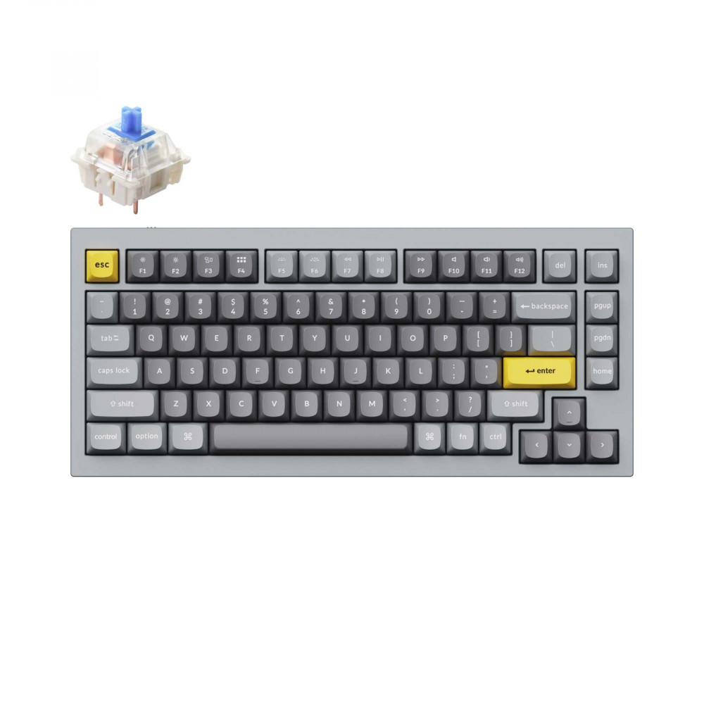 Клавиатура Keychron Q1 QMK HotSwappable Gateron Phantom Blue RGB Knob Space Grey