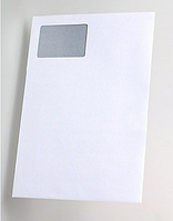 Конверт почтовый С4 229*324 белый короткий отрывная лента тангир окно 40*105 слева сверху