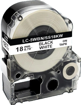 Картридж LC-5WBN  для Epson LabelWorks LW-300, LW-400 (лента) ,черный на белом(18mmx8m)