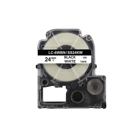 Картридж (LC-6WBN) для Epson LabelWorks LW-300 (лента) ,черный на белом (24mm x 8m), фото 1