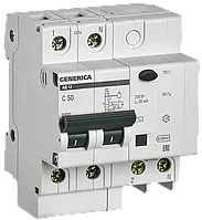 Дифференциальный автоматический выключатель АД12 2Р 50А 30мА GENERICA
