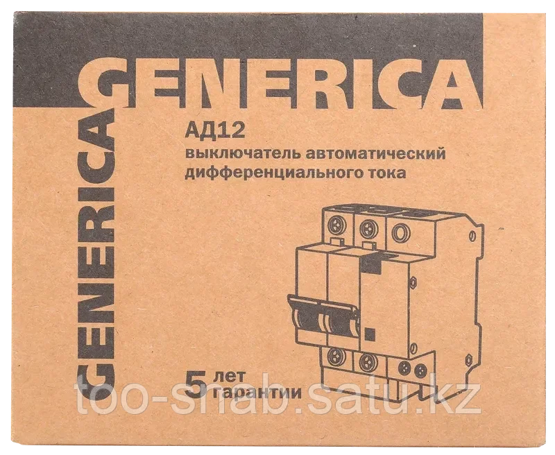Дифференциальный автоматический выключатель АД12 2Р 50А 100мА GENERICA - фото 3 - id-p106352598